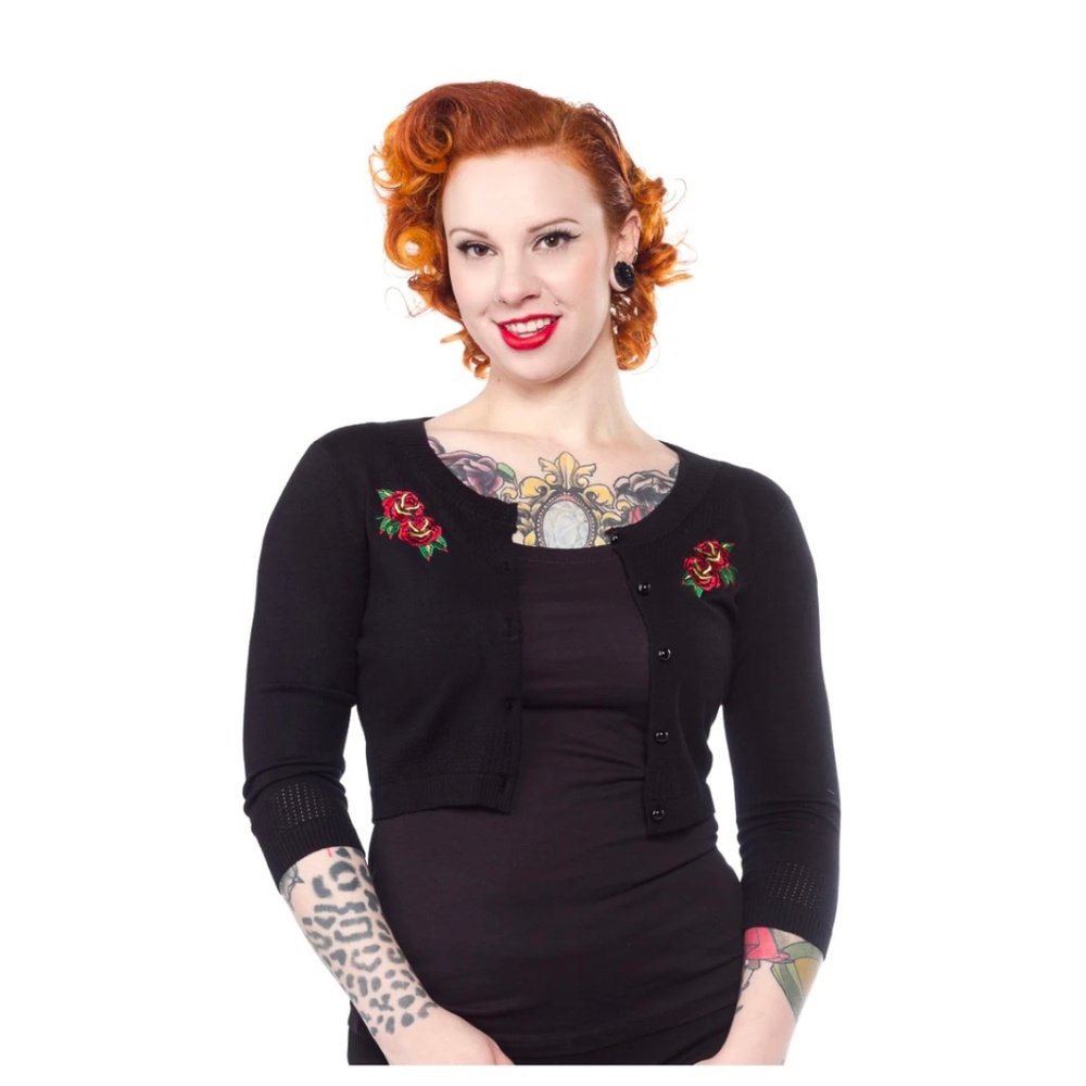 EUC Vintage Sourpuss Tattoo Roses Cardigan Size XXXL